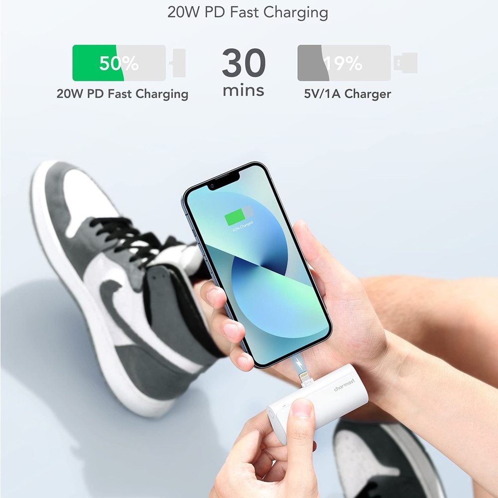 Lightning type power bank 5000mAh white